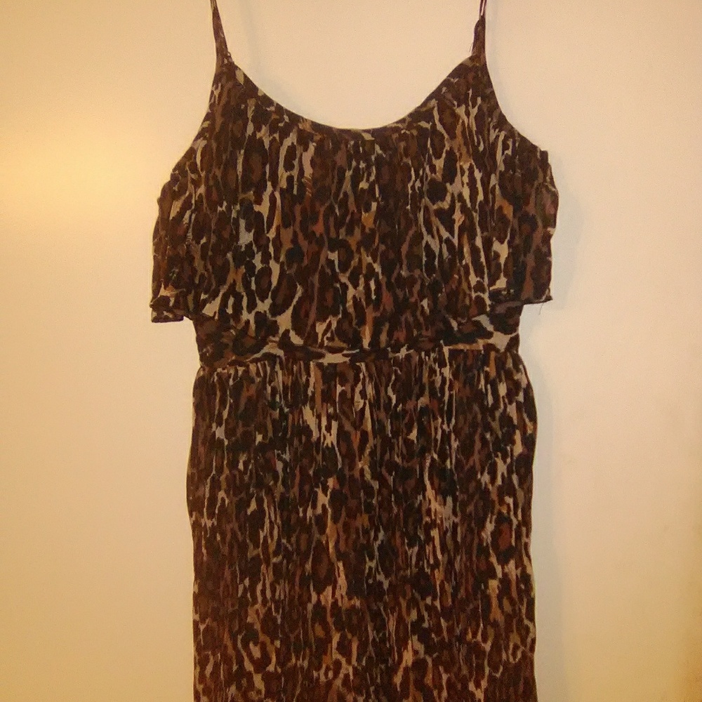 Guess black/brown pleated leopard mini dress - Picture 2 of 5